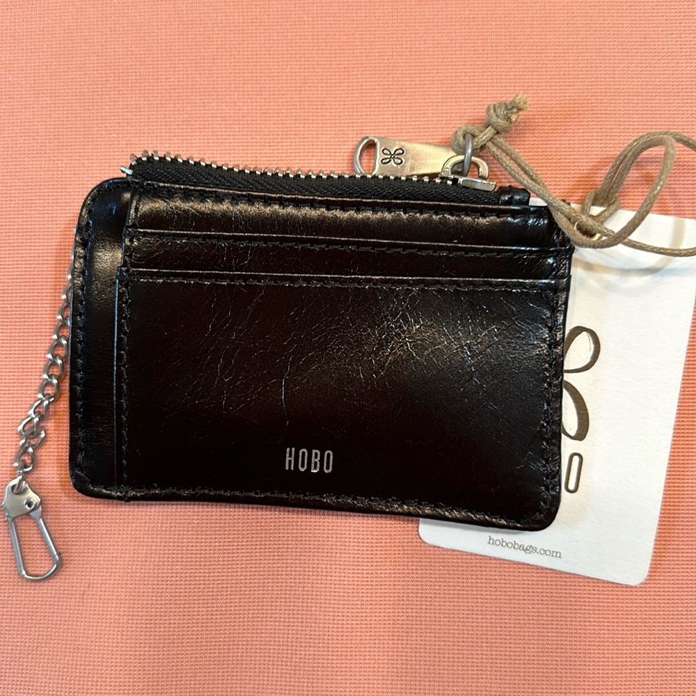 New HOBO Leather Card/Key Holder. Black
